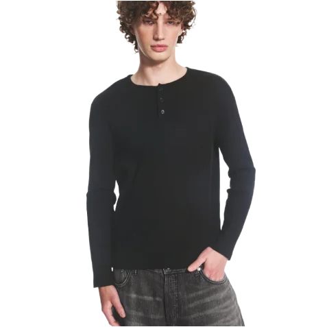 Long-Sleeved Cotton Henley