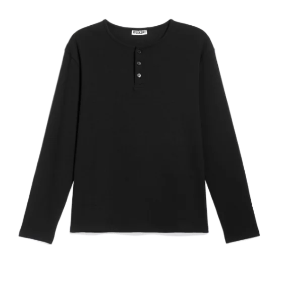Long-Sleeved Cotton Henley
