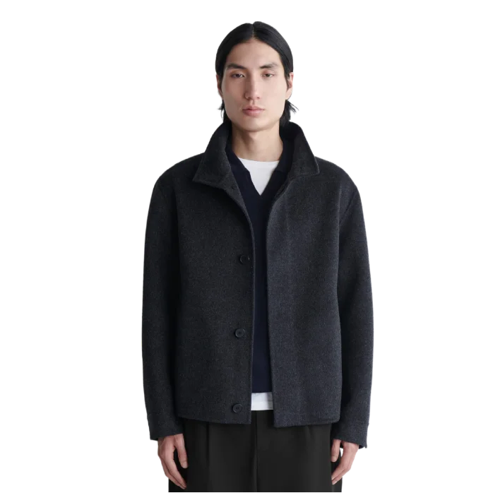 Double-Faced Wool Jacket with High Collar