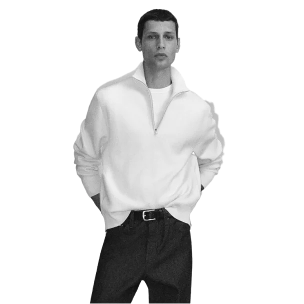 Double-Faced Knit Quarter-Zip Sweater