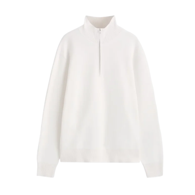 Double-Faced Knit Quarter-Zip Sweater