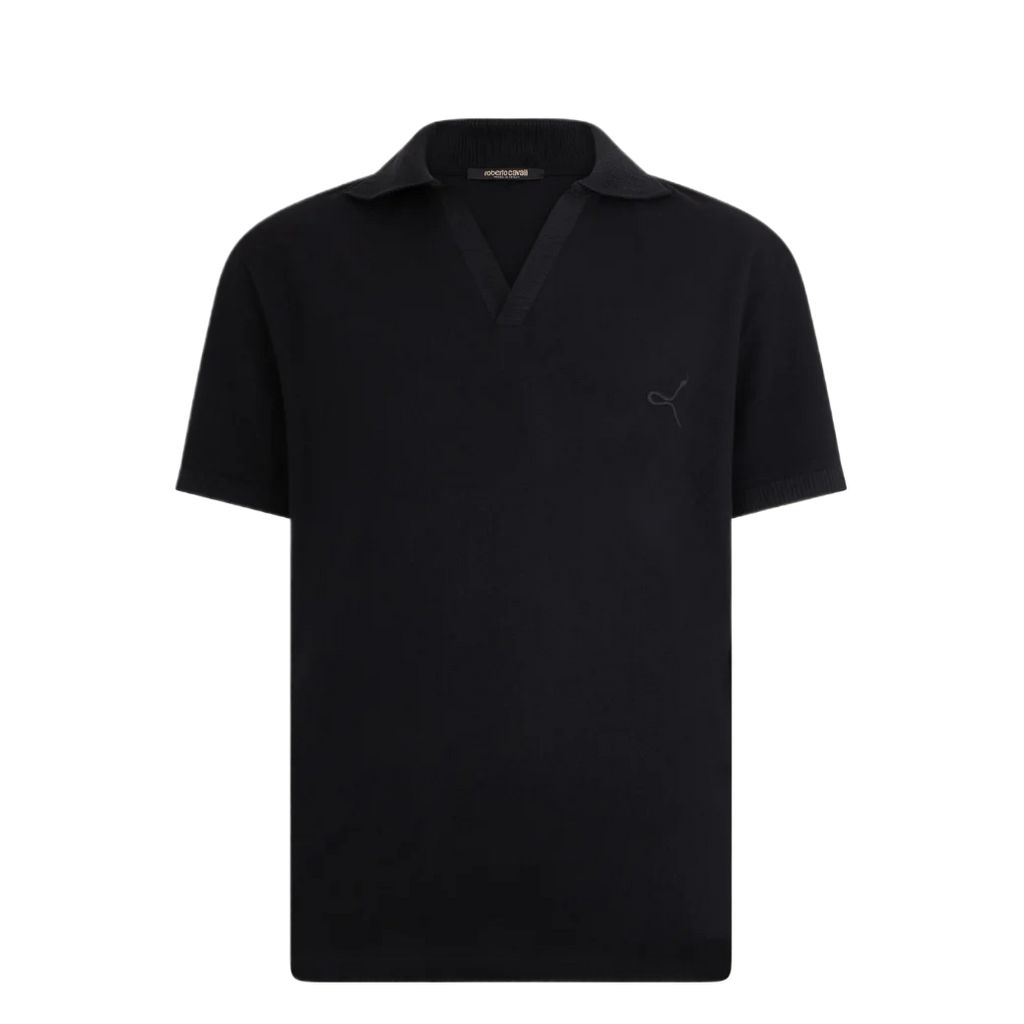 Black Polo Shirt With V-Neck