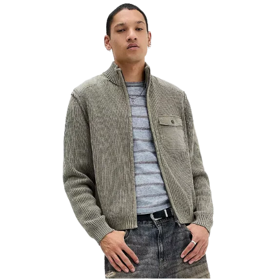 Panelled Rib Knit Cardigan