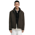 Wool blend double-layer jacket with high collar