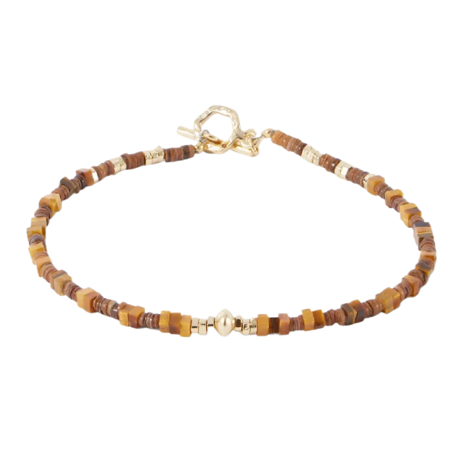 Tigre Gold-Plated Tiger's Eye And Shell Bracelet