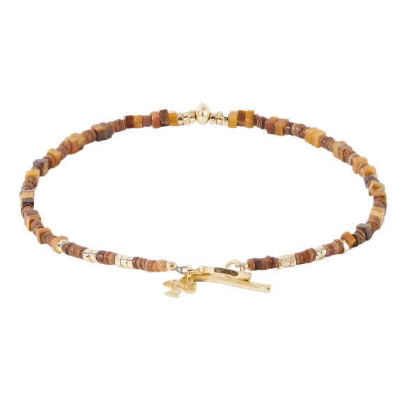 Tigre Gold-Plated Tiger's Eye And Shell Bracelet