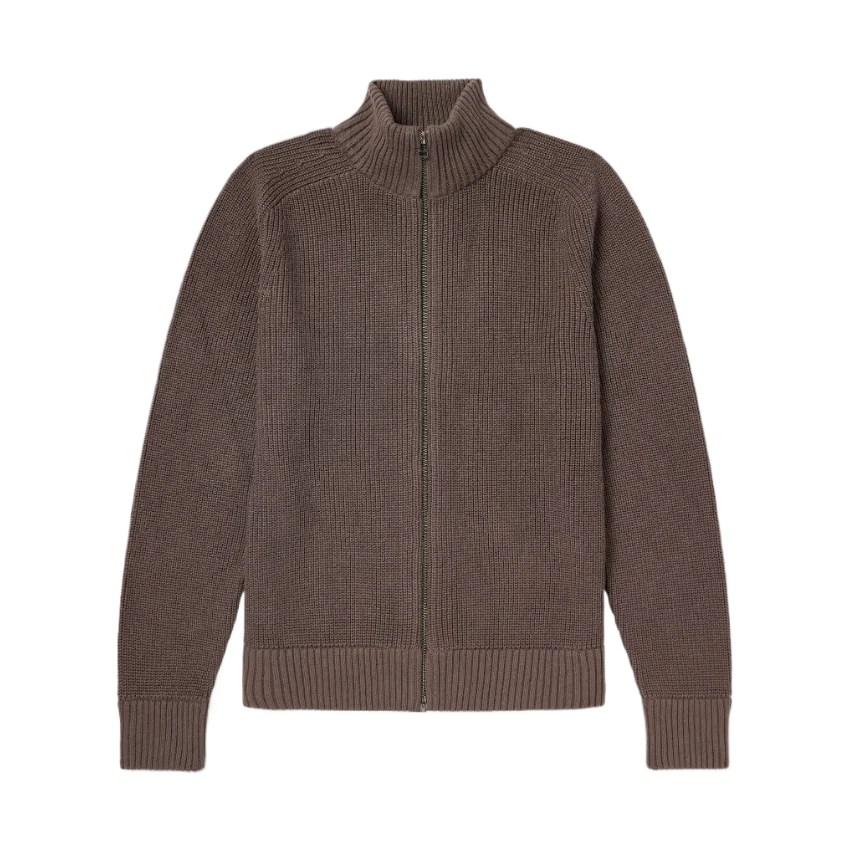 Driver Ribbed Pima Cotton Zip-Up Cardigan