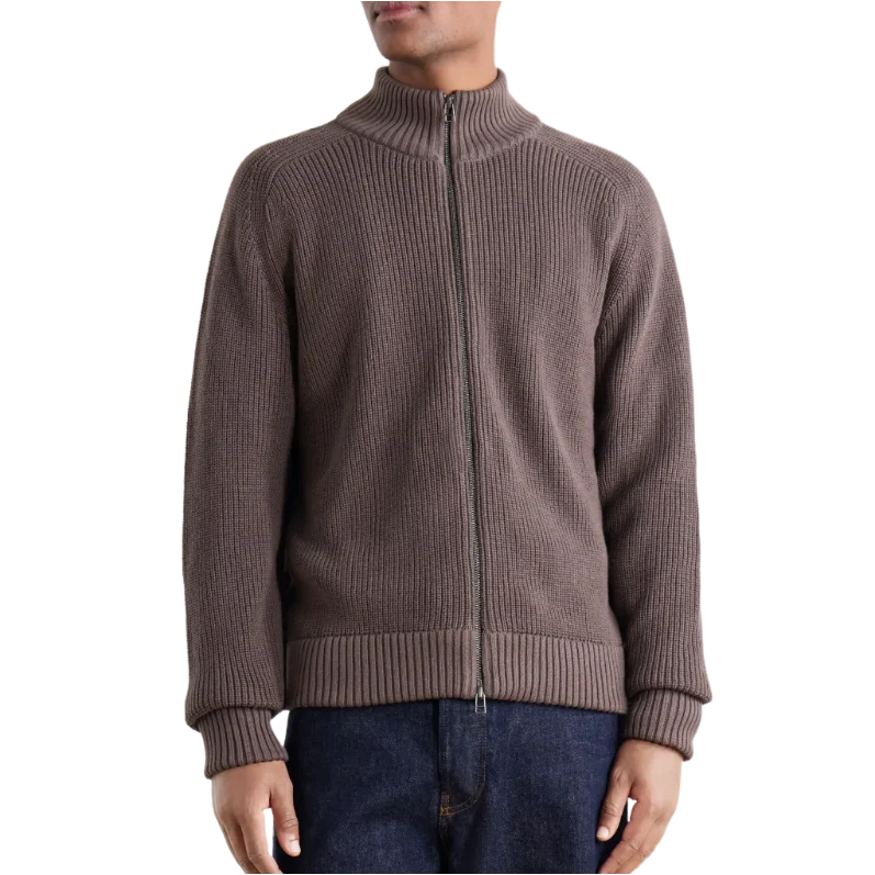 Driver Ribbed Pima Cotton Zip-Up Cardigan