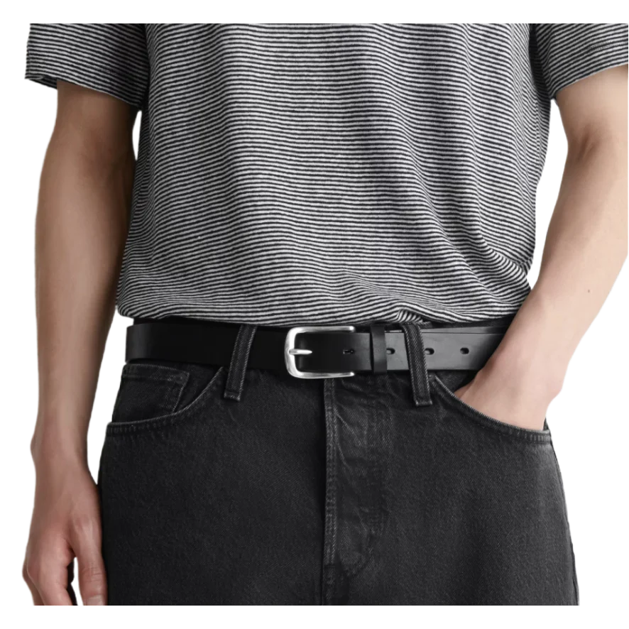 Square-Buckle Leather Belt
