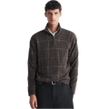 Checked Half-Zip Wool and Cotton Sweater