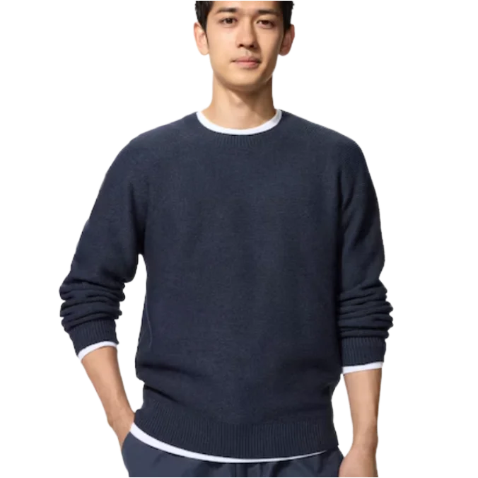 Washable 3D Knit Seamless Crew Neck Jumper