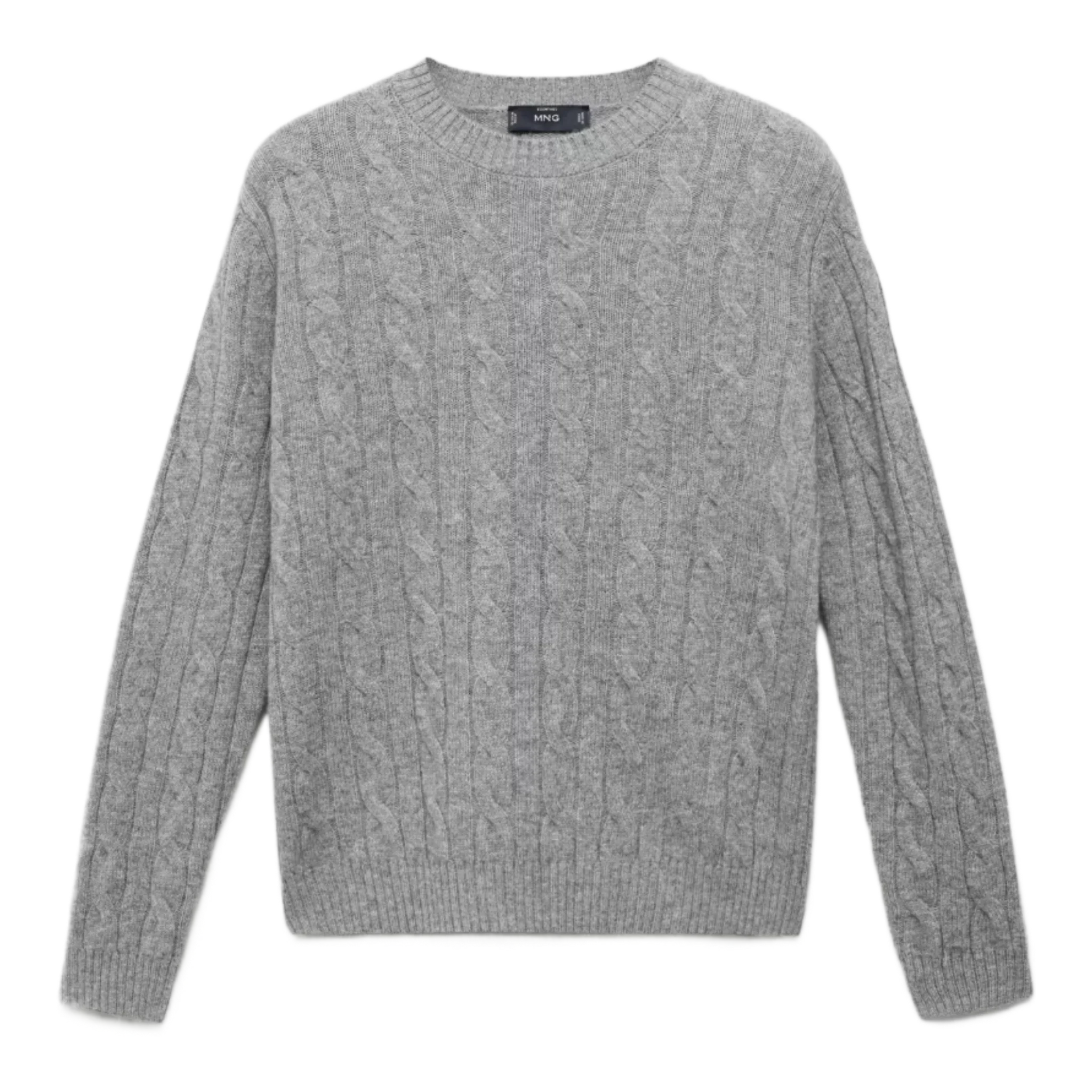 wool cable knit jumper in grey