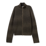 KNITTED WOOL-BLEND ZIP CARDIGAN