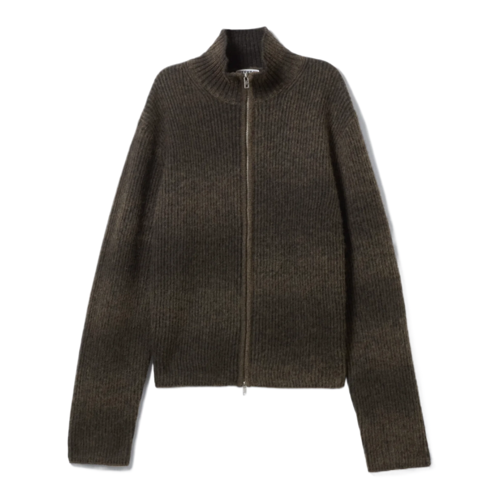 KNITTED WOOL-BLEND ZIP CARDIGAN