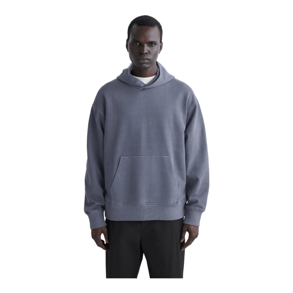 WASHED COTTON-JERSEY HOODIE FADED BLUE