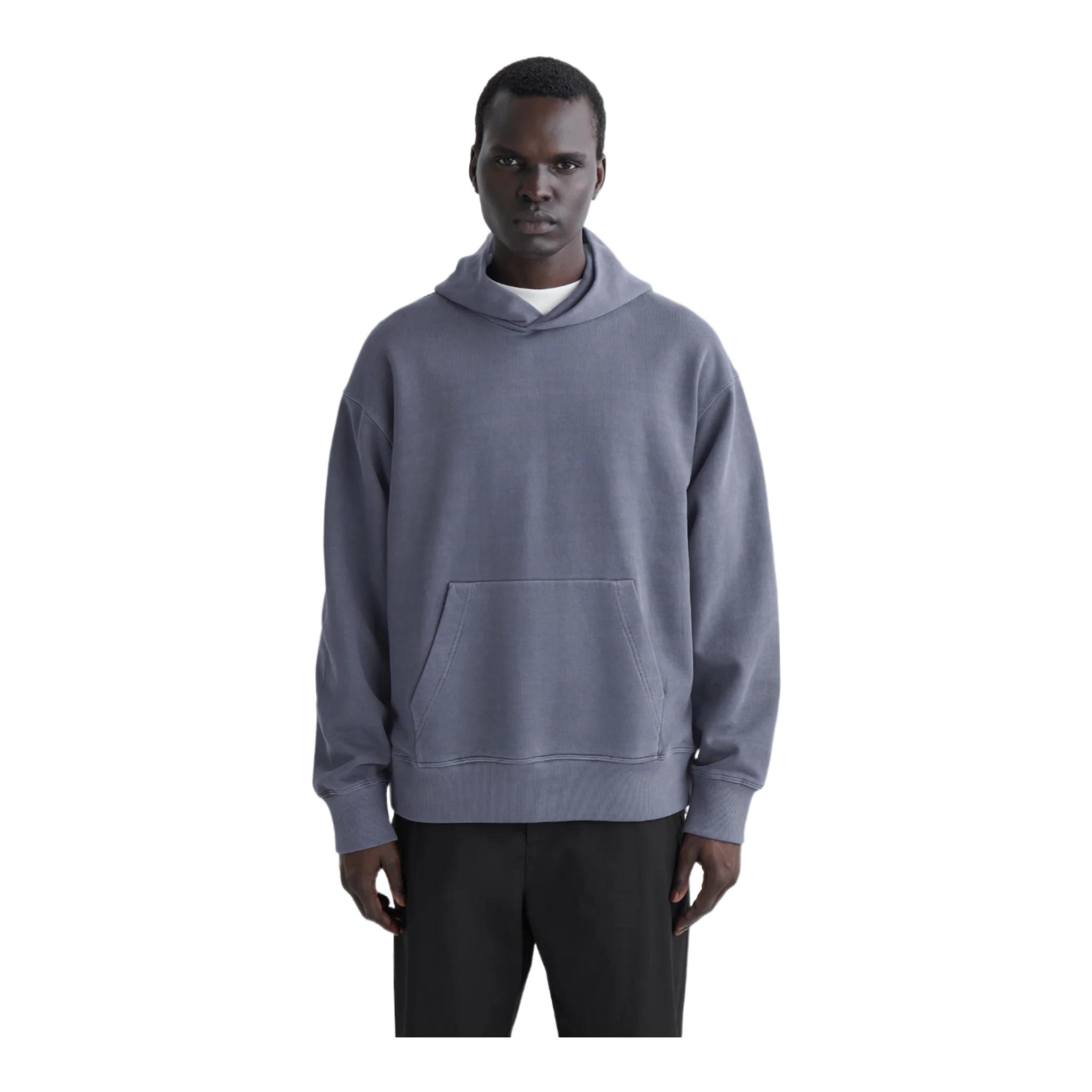 WASHED COTTON-JERSEY HOODIE FADED BLUE