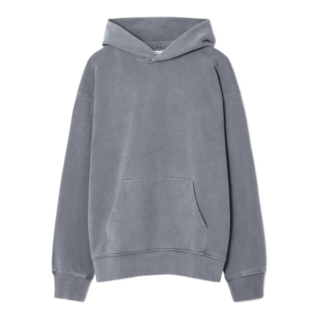 WASHED COTTON-JERSEY HOODIE FADED BLUE