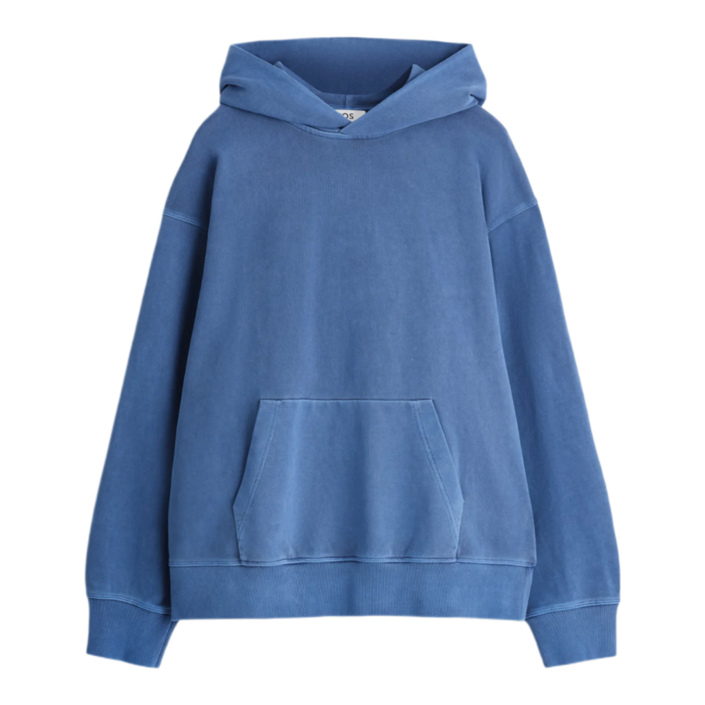 WASHED COTTON-JERSEY HOODIE COBALT BLUE