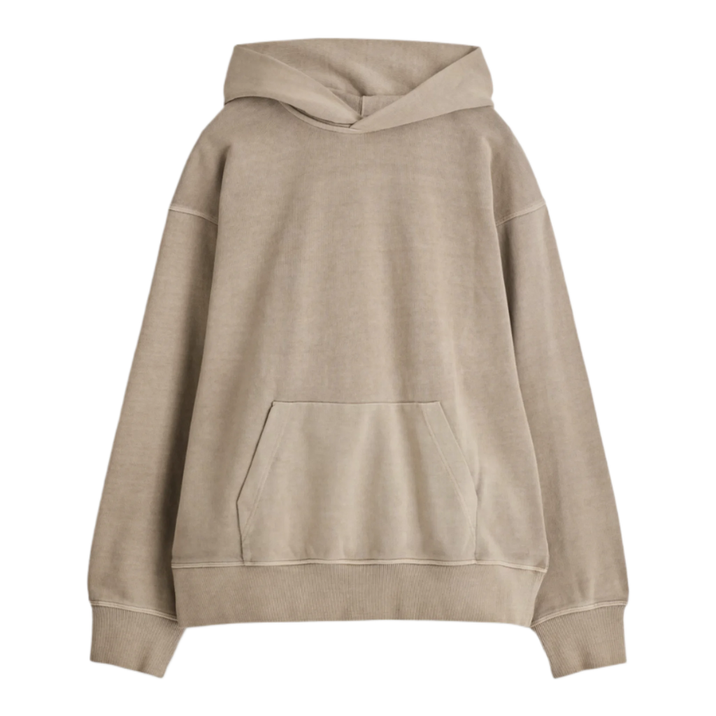 WASHED COTTON-JERSEY HOODIE BEIGE