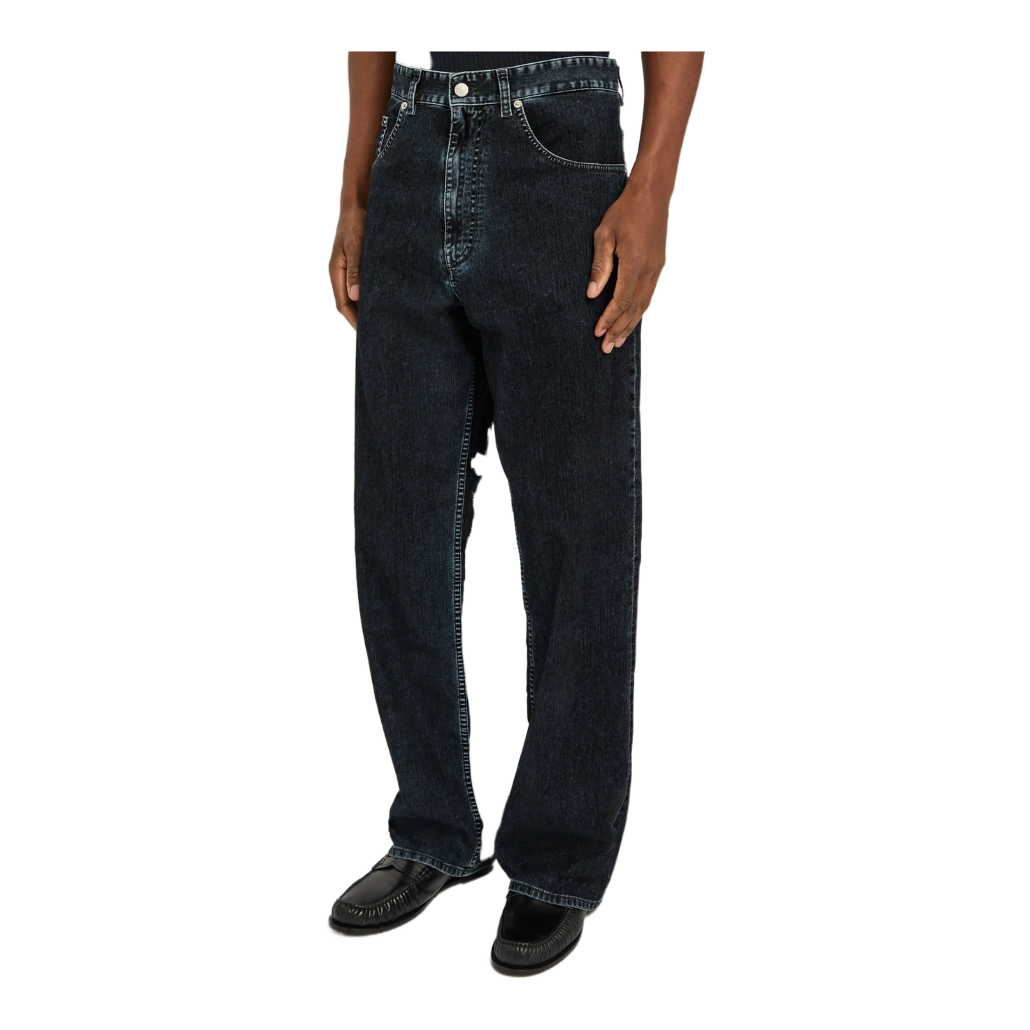 Washed straight-leg jeans
