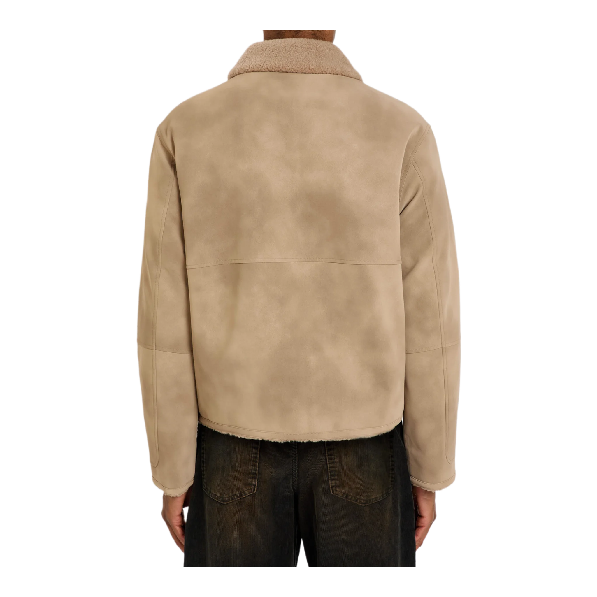 Logo-embossed faux shearling jacket