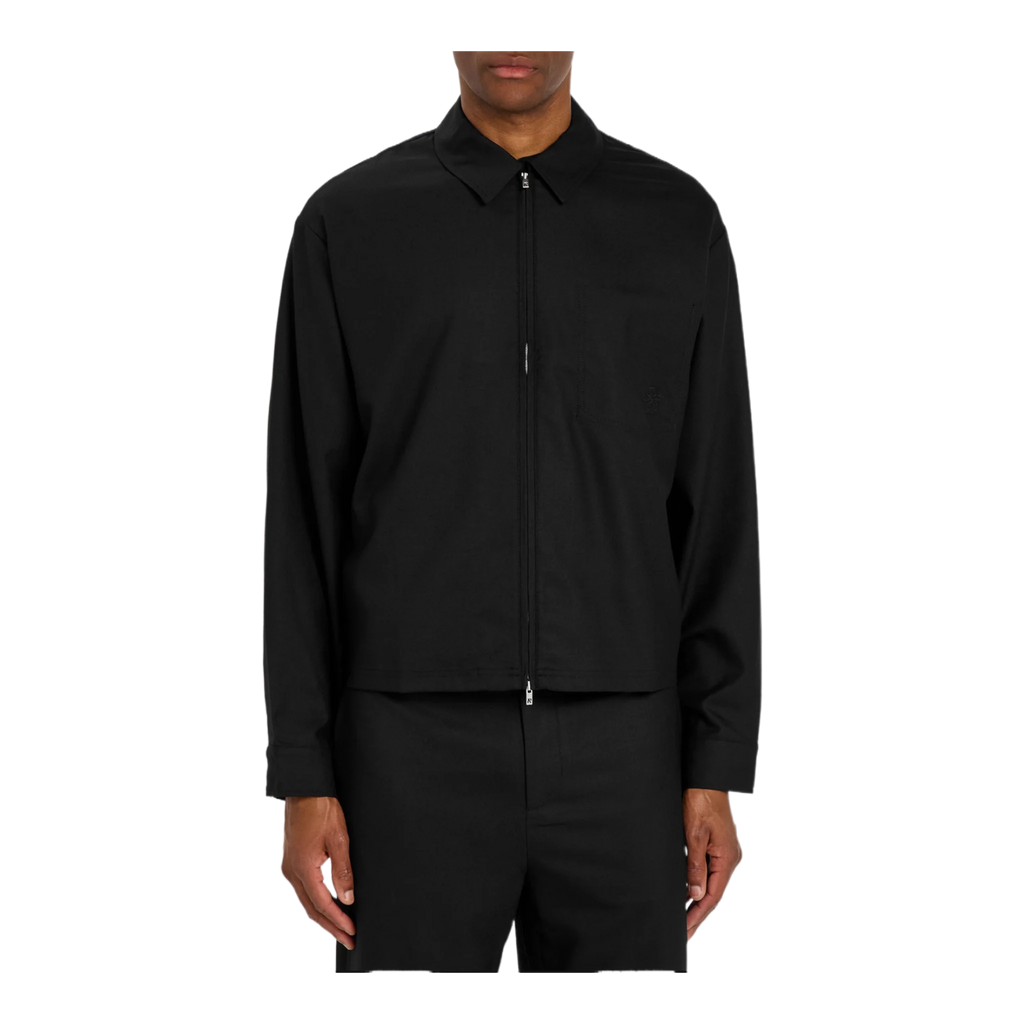 Logo-embroidered twill overshirt