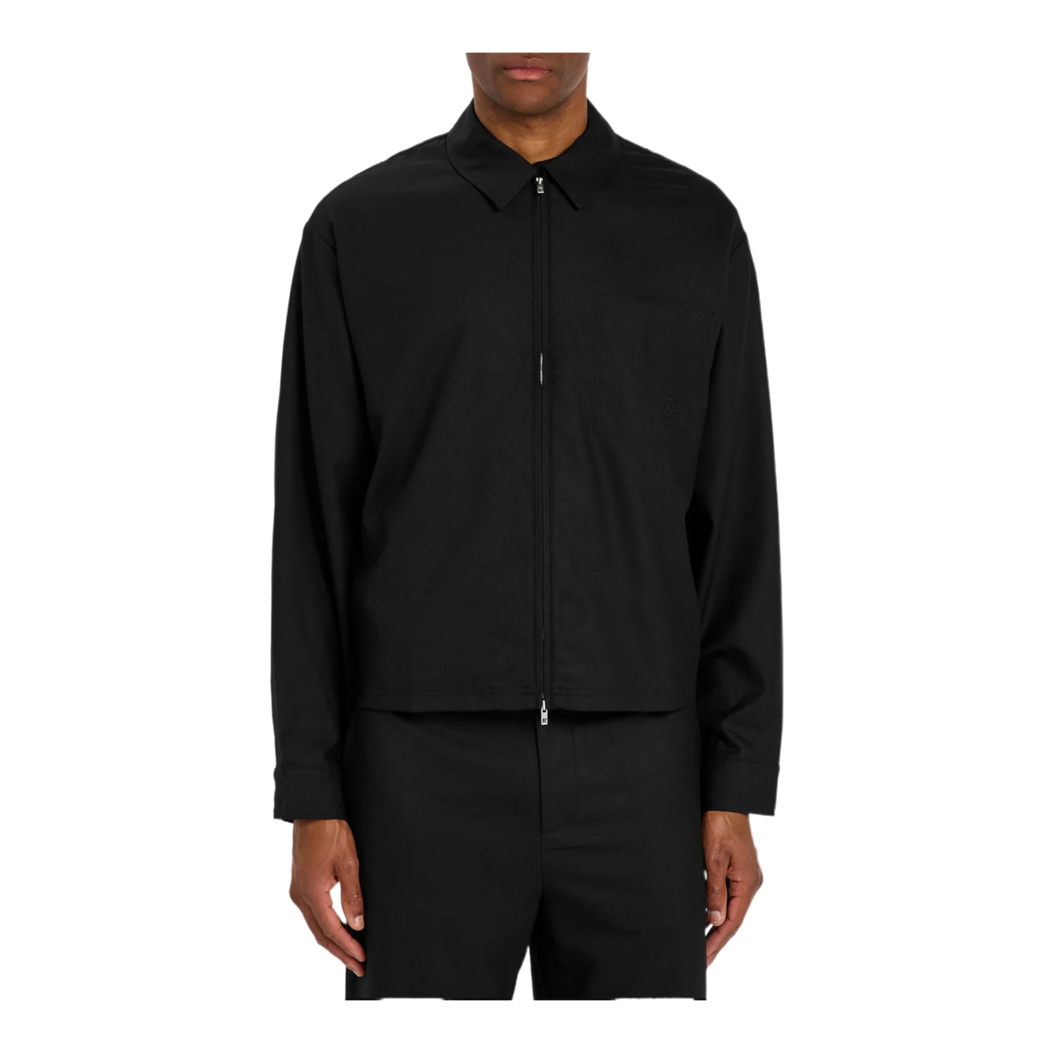 Logo-embroidered twill overshirt