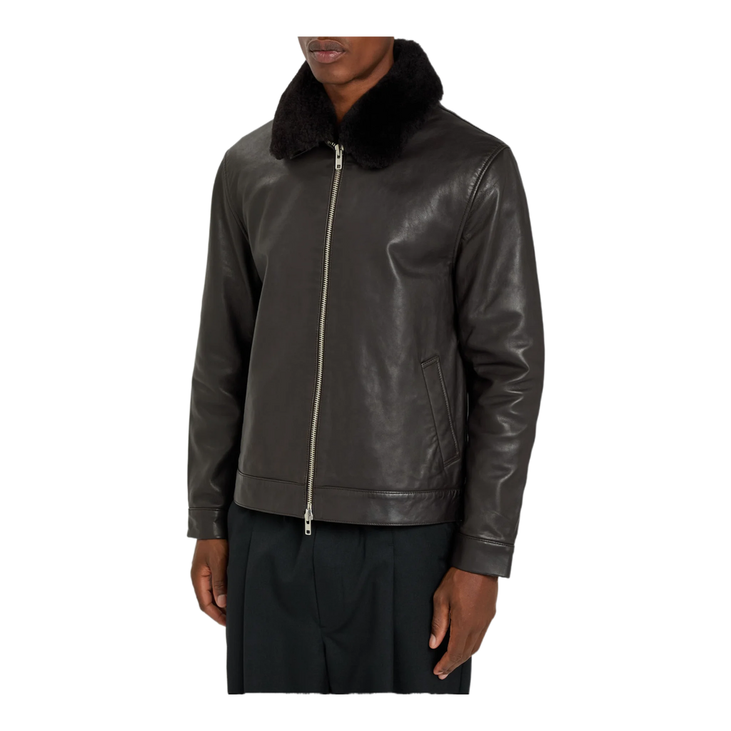 Kendal shearling-trimmed leather jacket