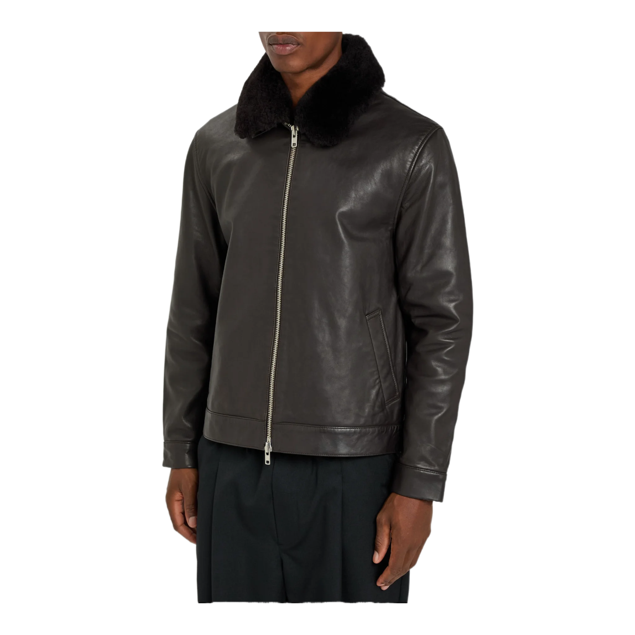 Kendal shearling-trimmed leather jacket