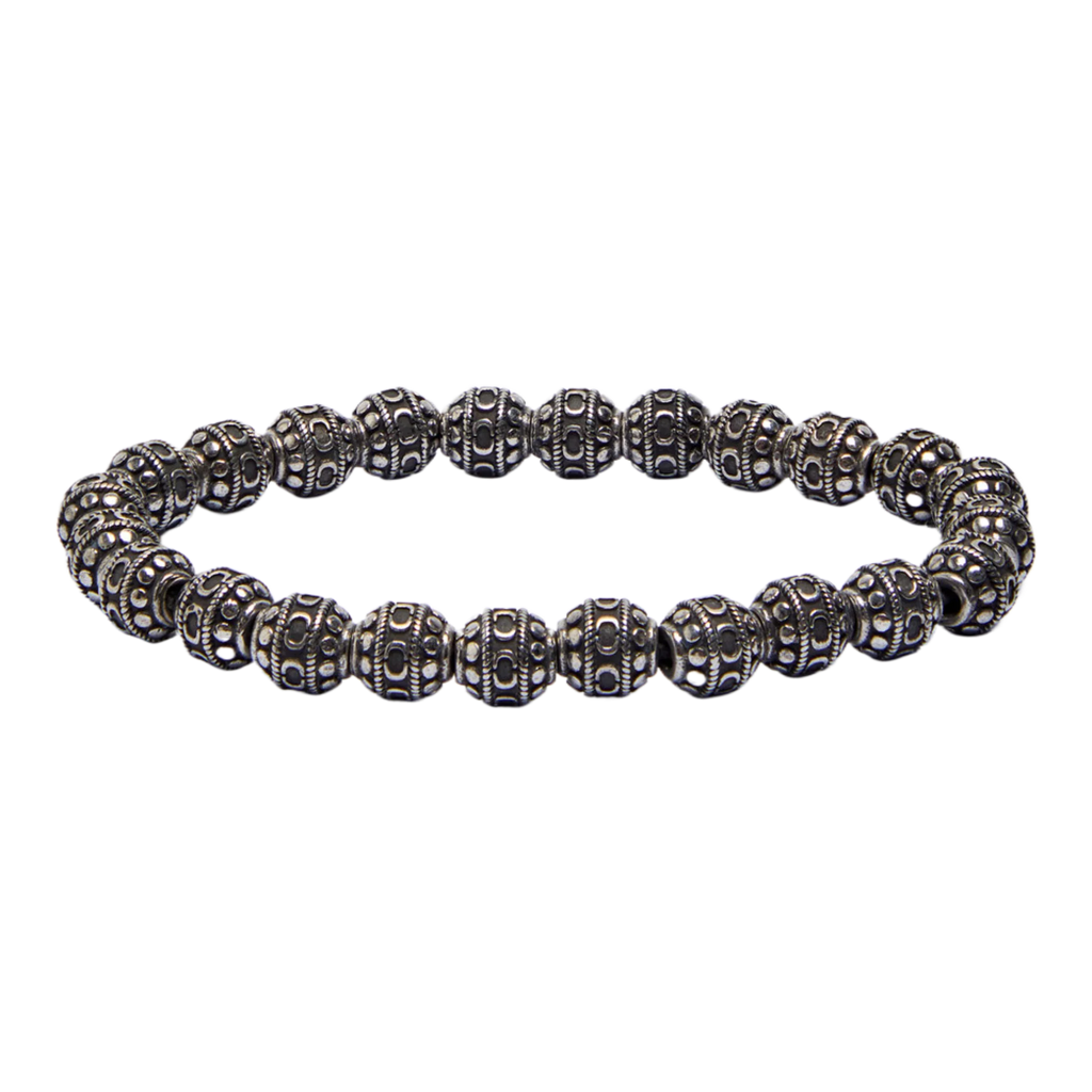 Mosaic beaded rhodium-plated bracelet