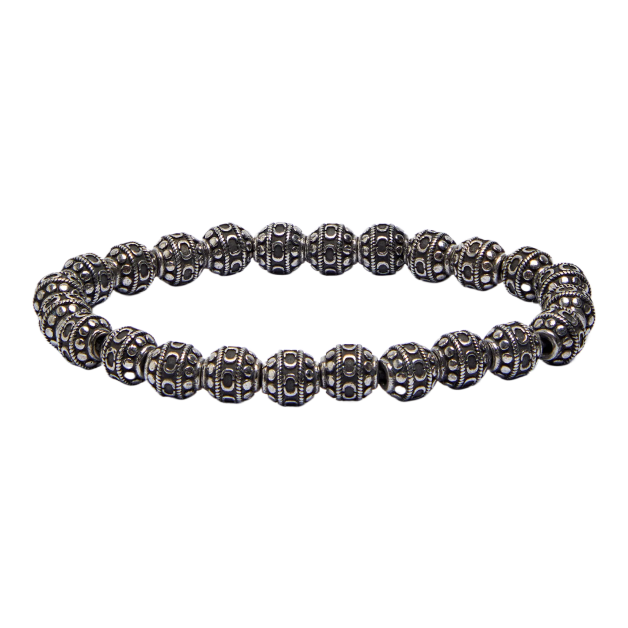 Mosaic beaded rhodium-plated bracelet