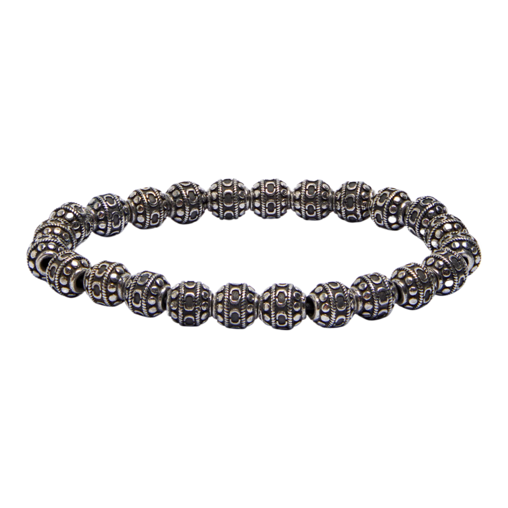 Mosaic beaded rhodium-plated bracelet