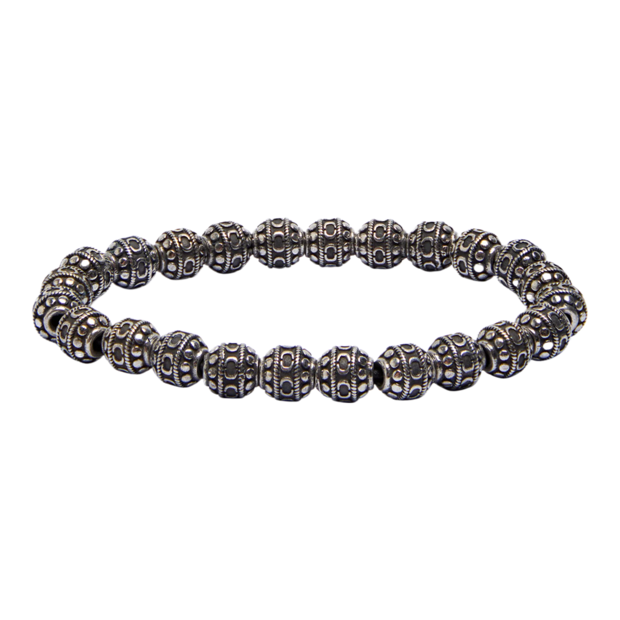 Mosaic beaded rhodium-plated bracelet
