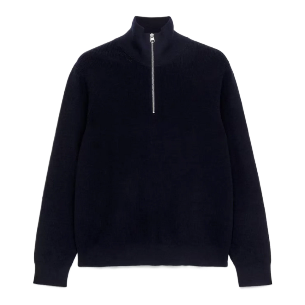 Wool & Cotton Half Zip Jumper Navy