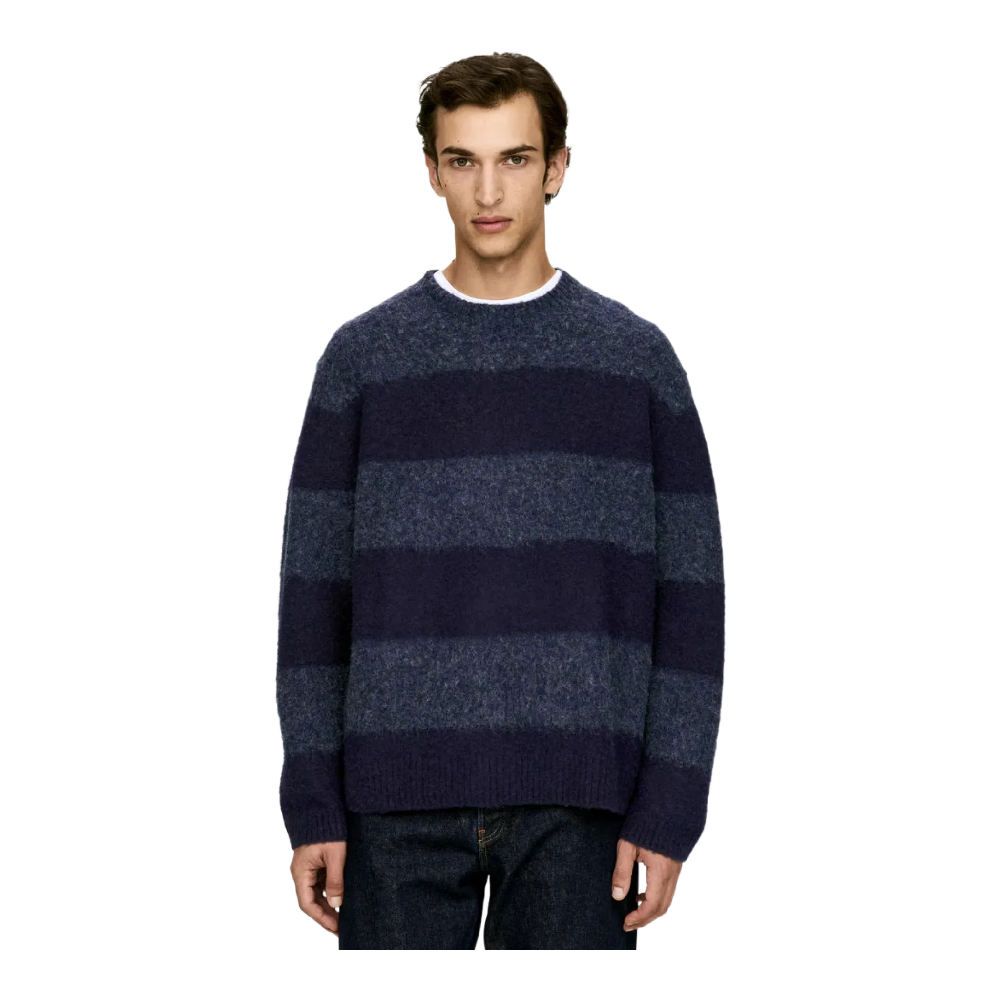 Wool Jumper Striped Grey/Blue