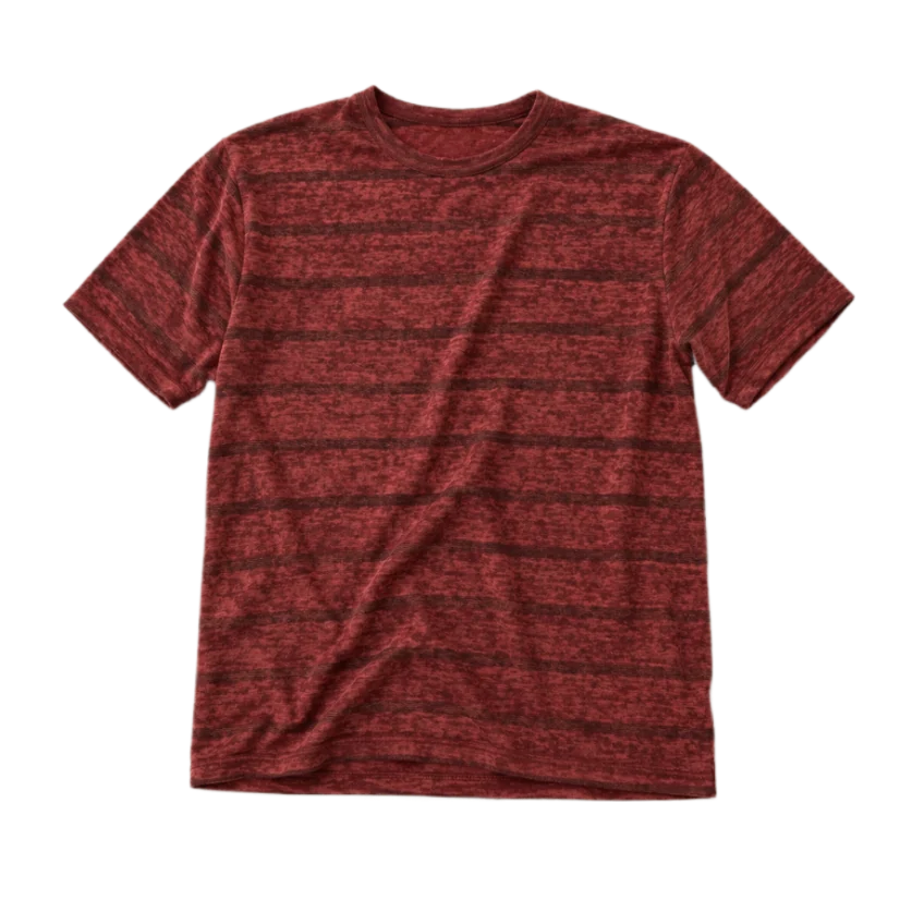 Archivis Burgundy Stripe Short Sleeve T-Shirt