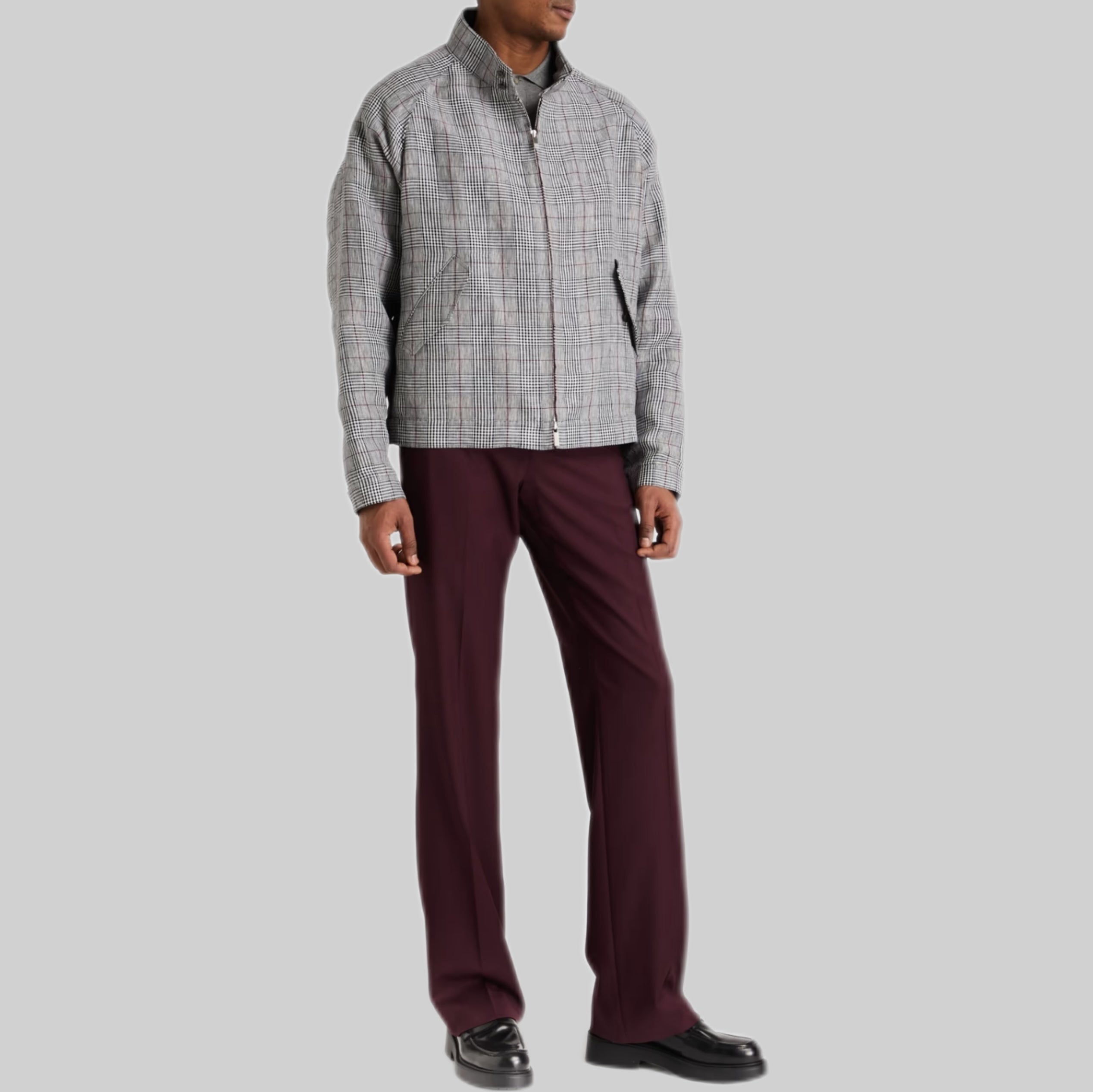 Prince of Wales Checked Linen Jacket