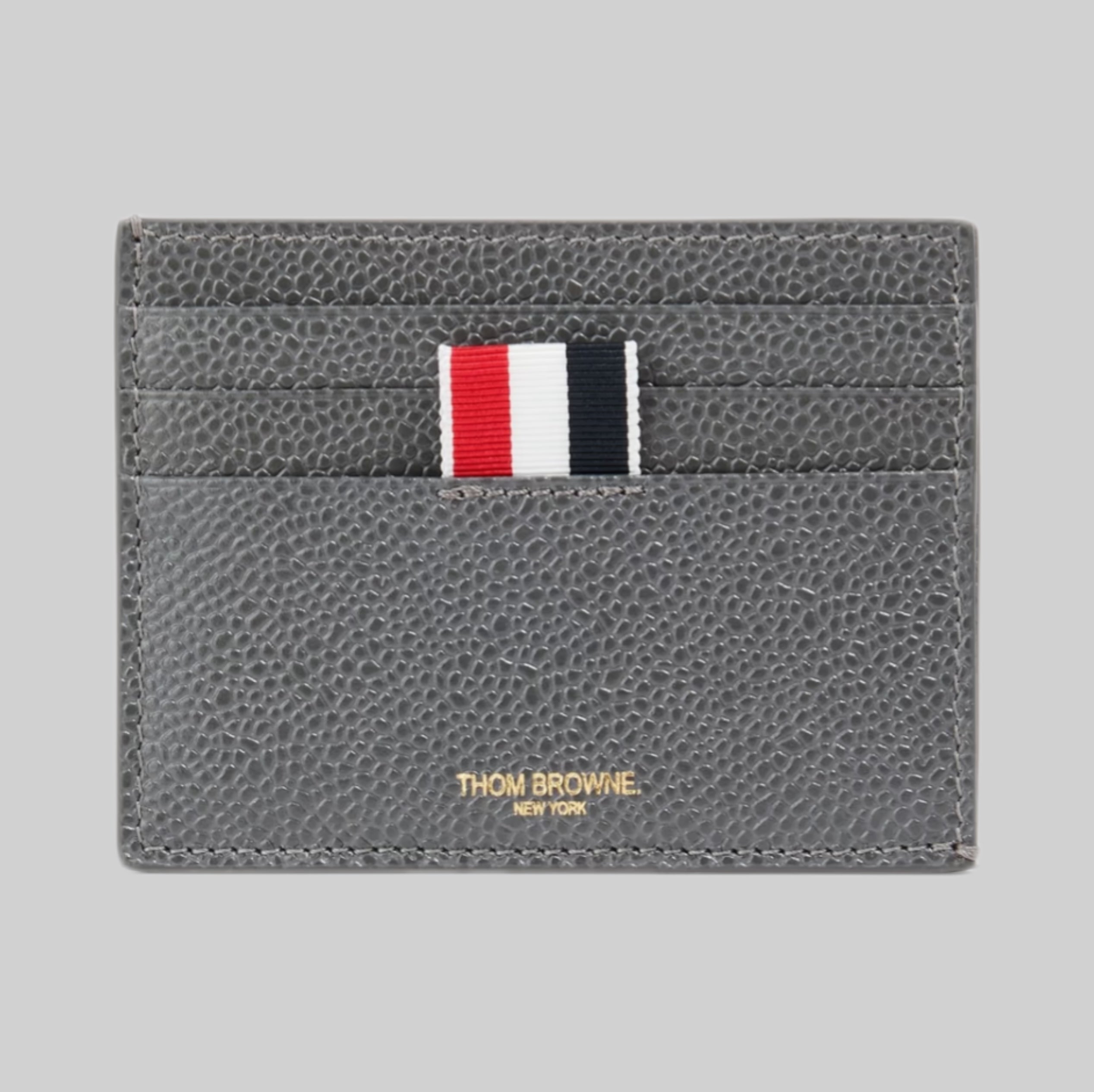 Pebbled-Leather Cardholder - Dark Gray