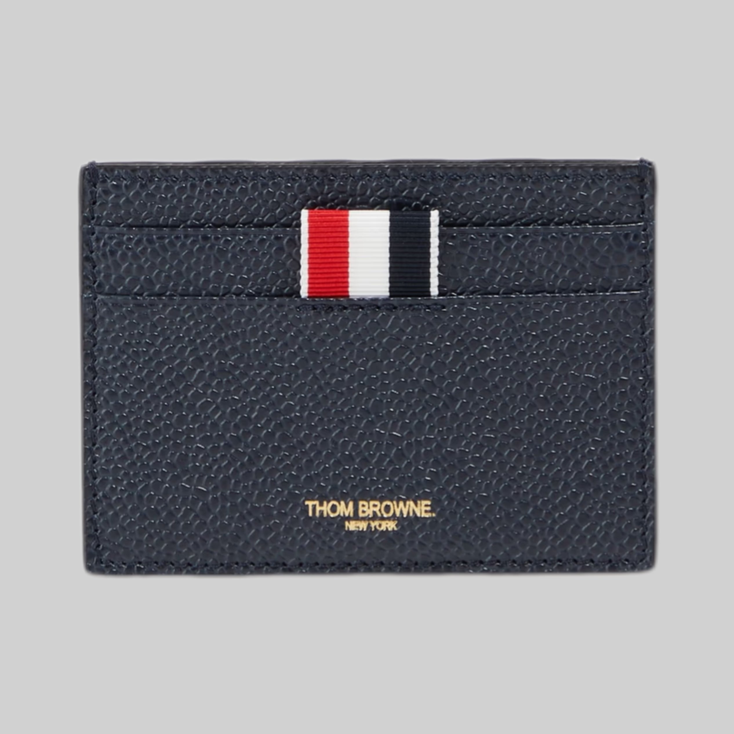 Pebbled-Leather Cardholde - Navy