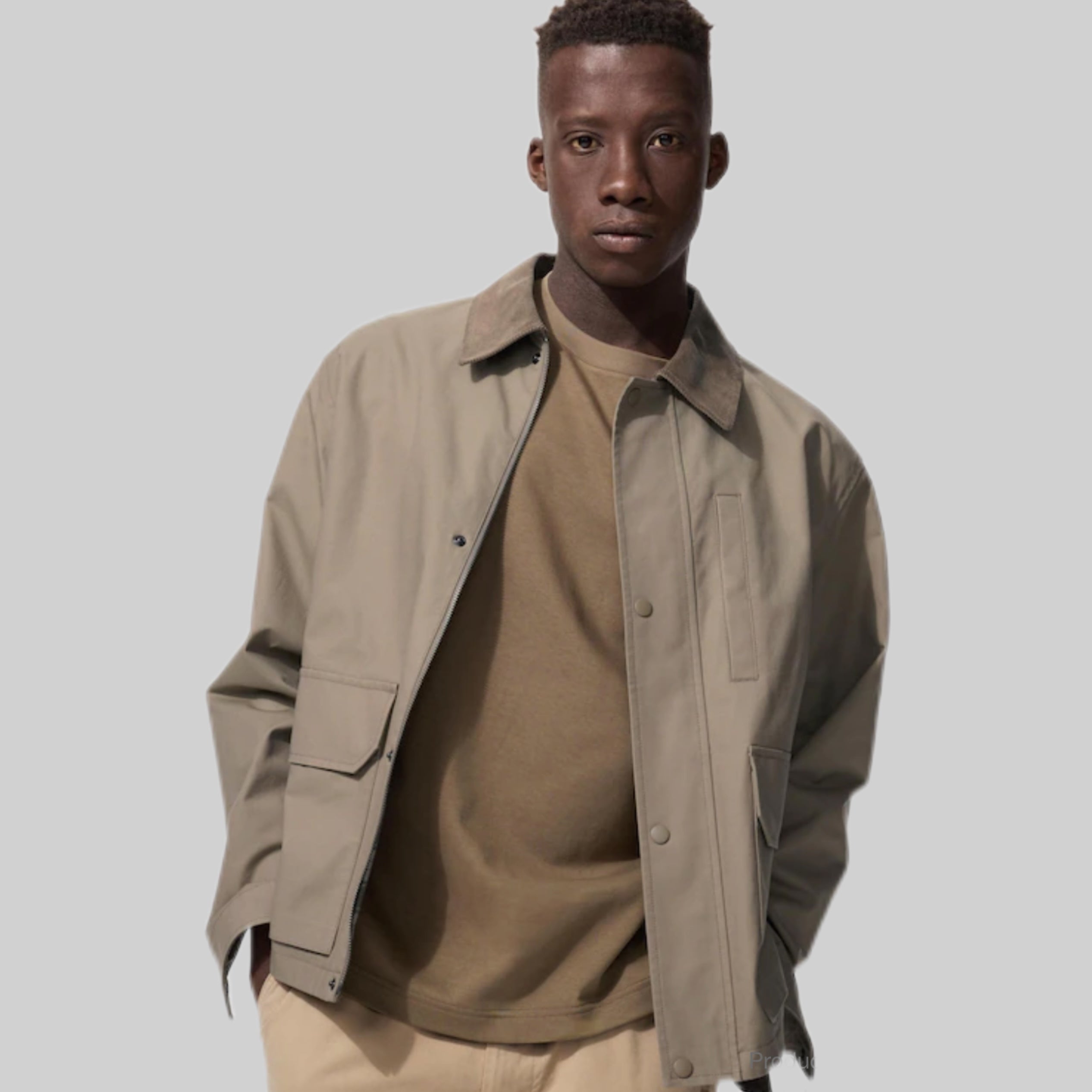 Utility Short Blouson – Corduroy Collar Jacket with Checked Lining