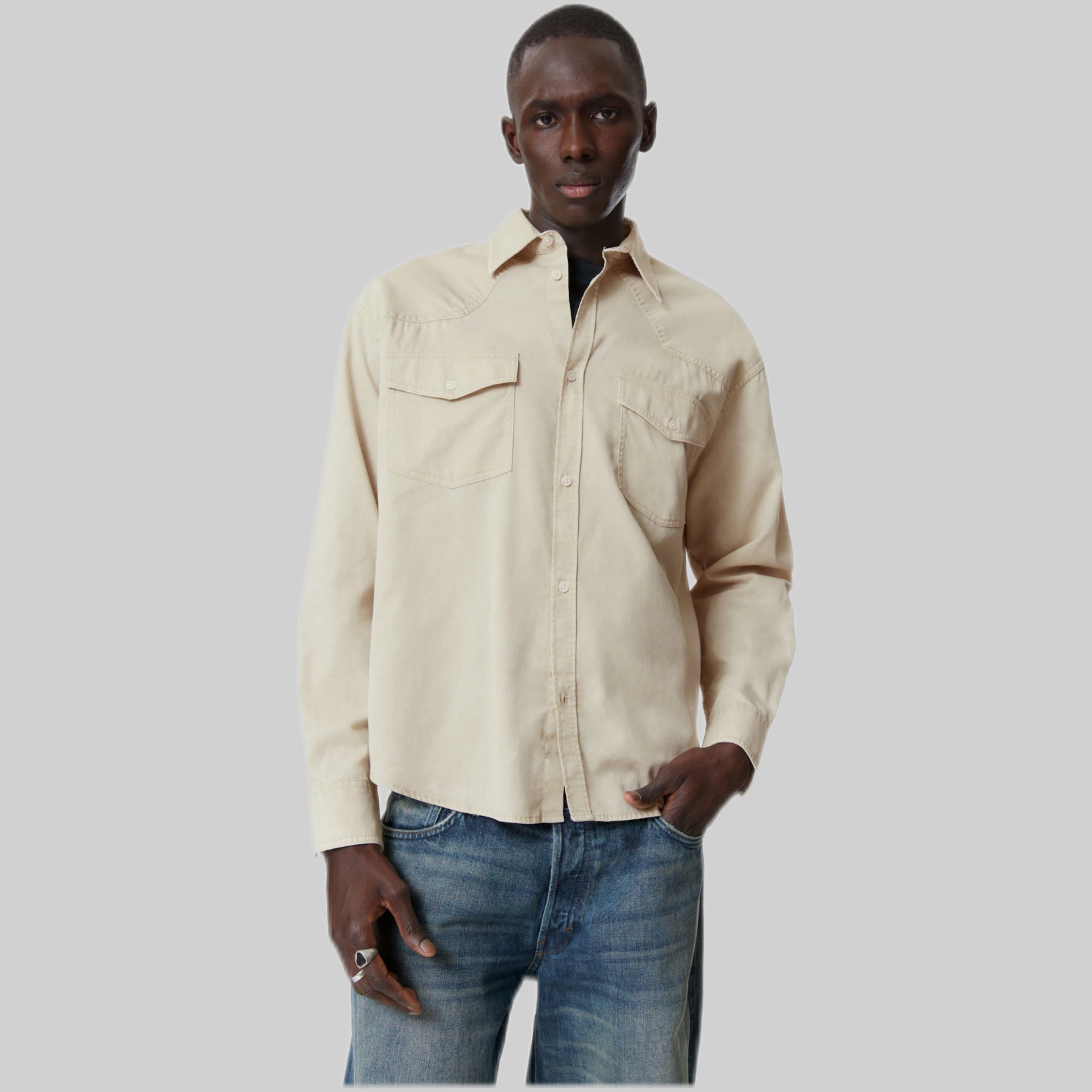 Loose-Fit Cotton Twill Long-Sleeved Shirt