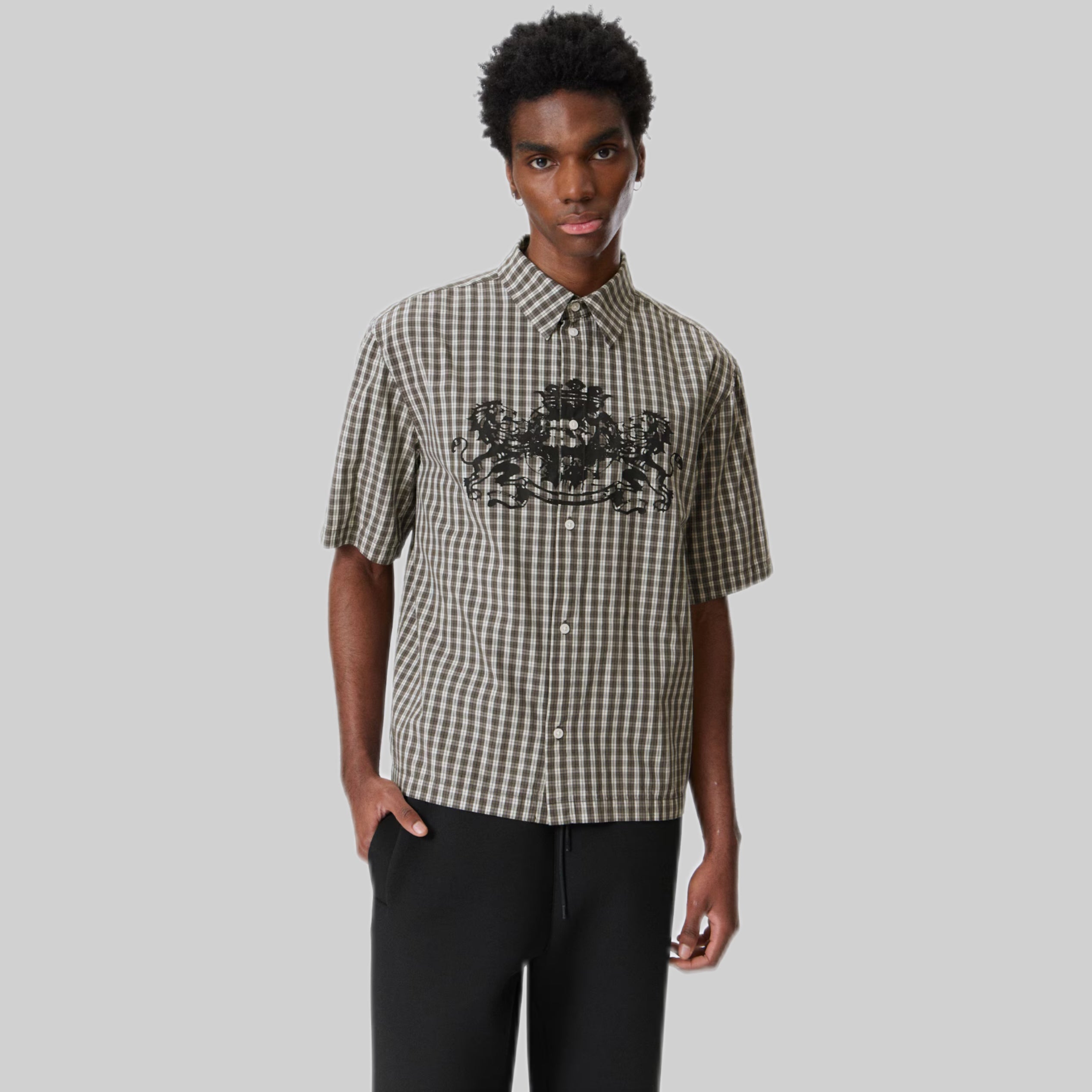 Short Sleeve Check Printed Shirt – Lightweight Cotton Relaxed Fit