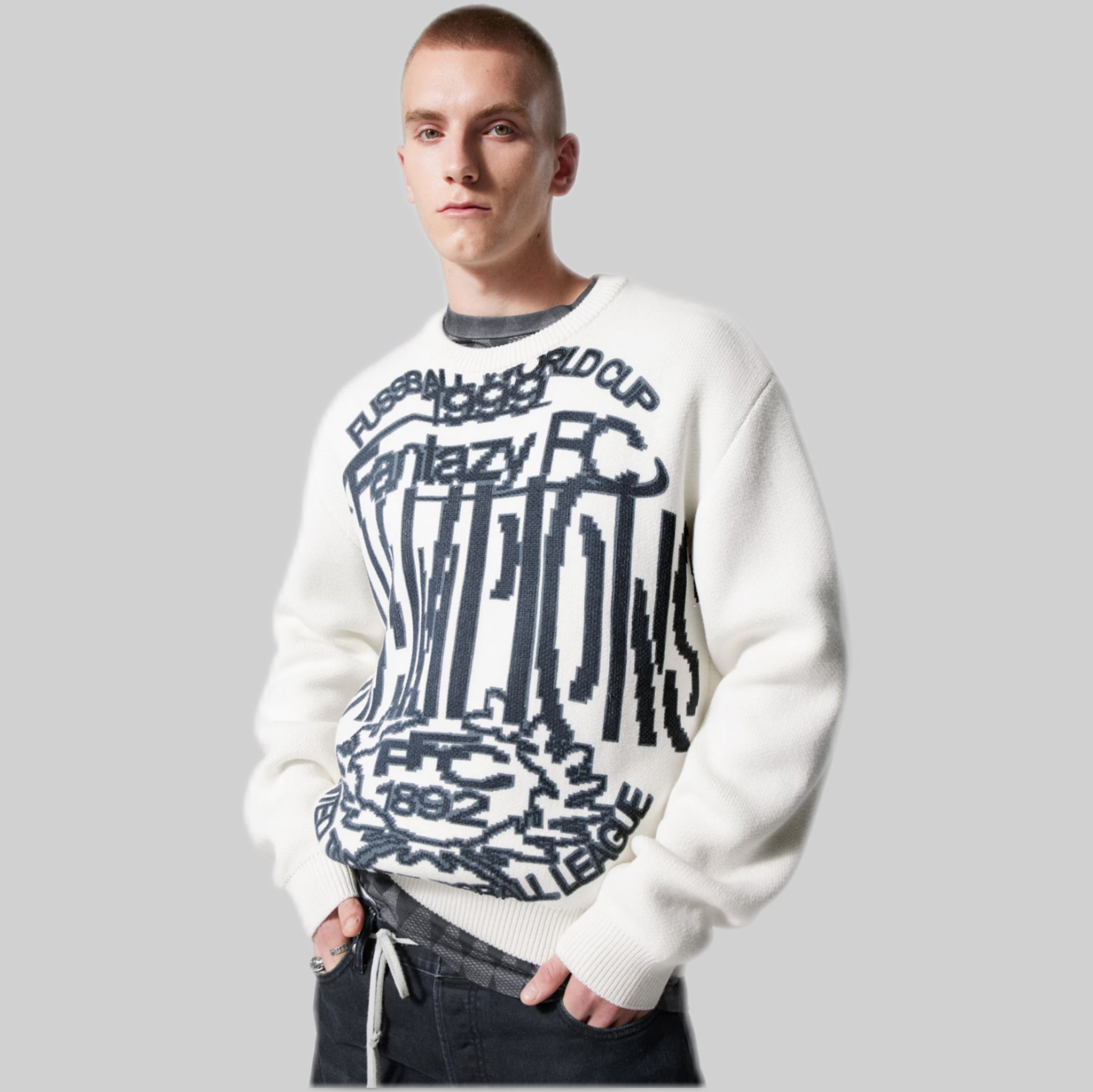 Regular Jacquard Knitted Graphic Sweater