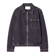 Boxy Denim Zip-Up Jacket – Purple Overdye with Contrast Stitching