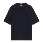 Cotton Linen Polo Shirt - Dark Blue