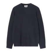 Pleated Wide Leg Cotton Trousers Navy