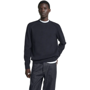 Pleated Wide Leg Cotton Trousers Navy