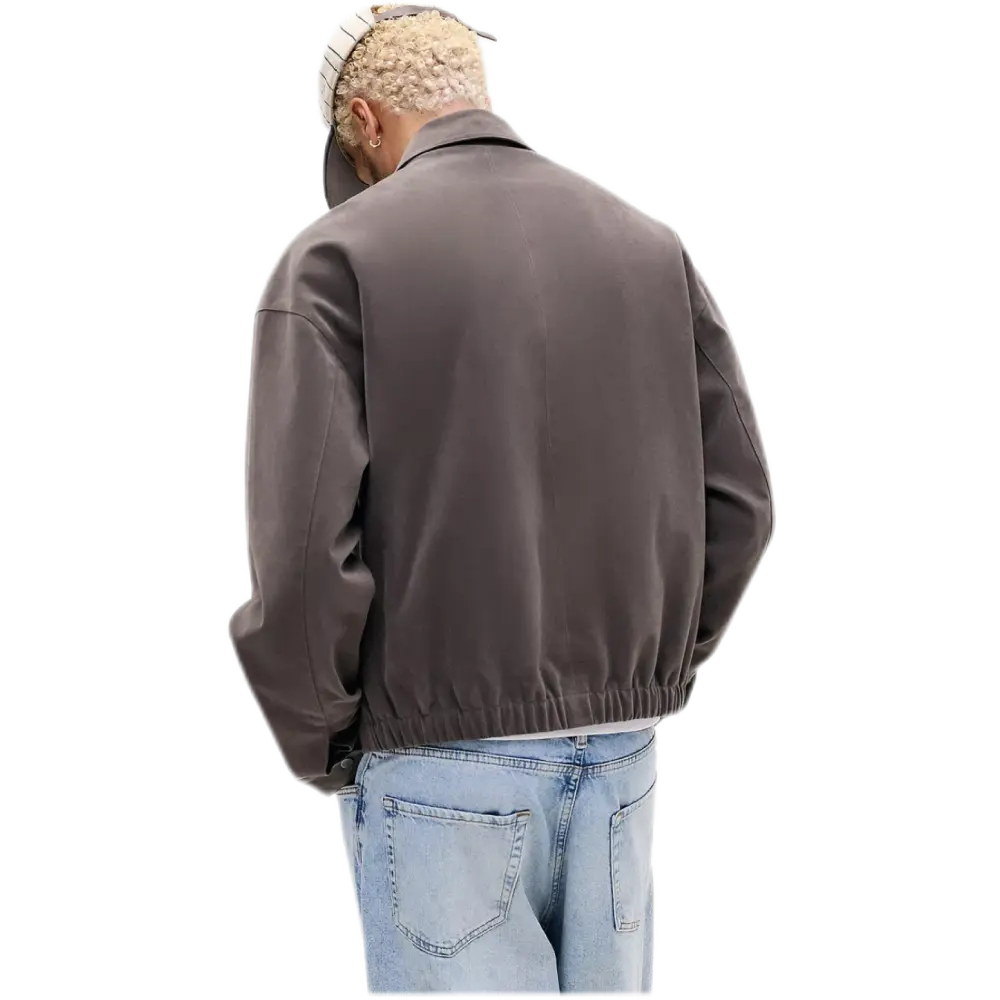 Loom Julian Crop Faux Suede Jacket – Casual Harrington Collar Jacket