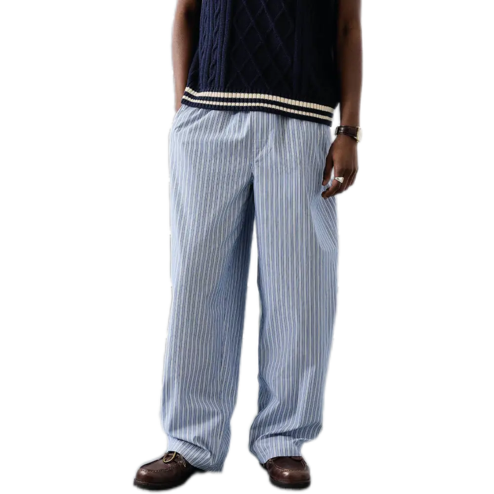Loom Stripe Boxer Pants – Soft Cotton Wide-Leg Lounge Wear