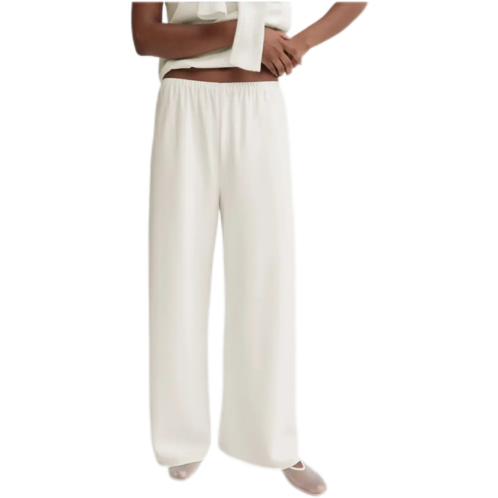 Almada Bea Crepe Pants – High-Rise Wide-Leg in Cream